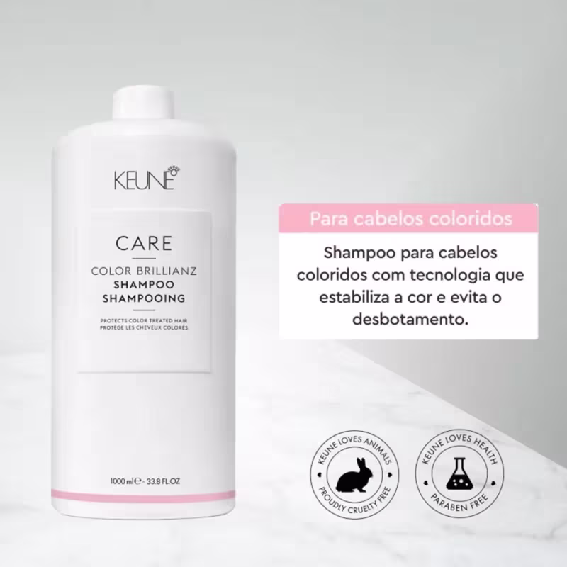 Shampoo para cabelos coloridos com tecnologia que estabiliza a cor e evita o desbotamento.