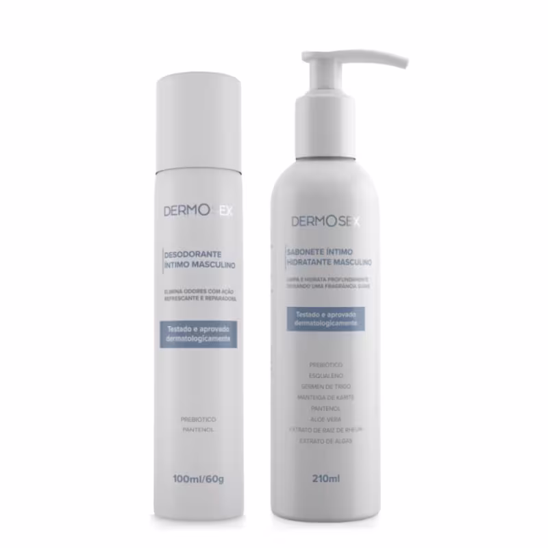Kit Íntimo Masculino Dermosex Sabonete + Desodorante Íntimo Higiene Controle de Odor e Frescor Prolongado