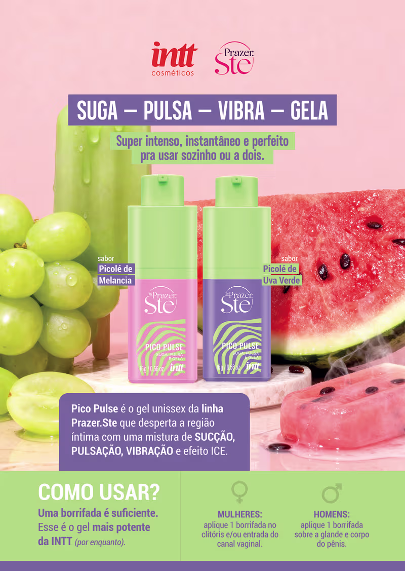 Kit 3 Pico Pulse Intt Sugador Gel que Suga Pulsa Vibra Excita