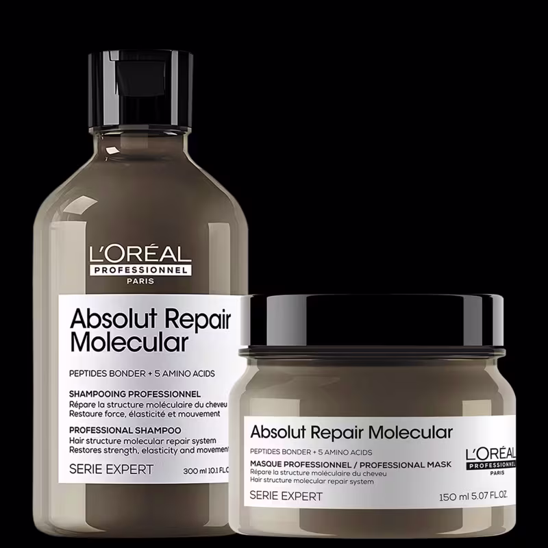 Kit L'Oréal Professionnel Absolut Repair Molecular Shampoo 300ml + Máscara 150ml  Cabelos Danificados