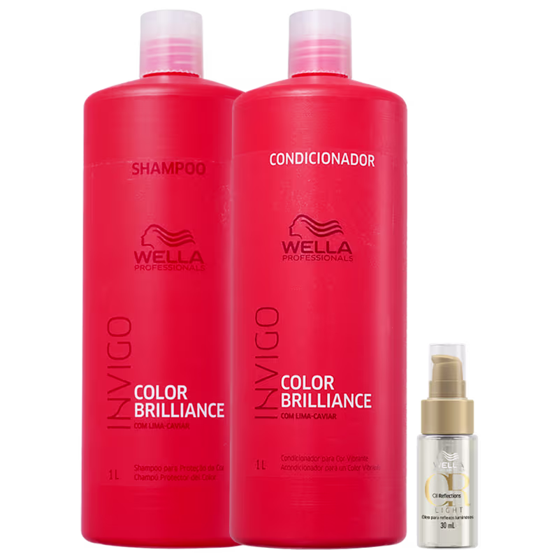 Kit Wella Professionals Invigo Color Brilliance Oil Reflections Trio Salon Shine Light (3 Produtos)