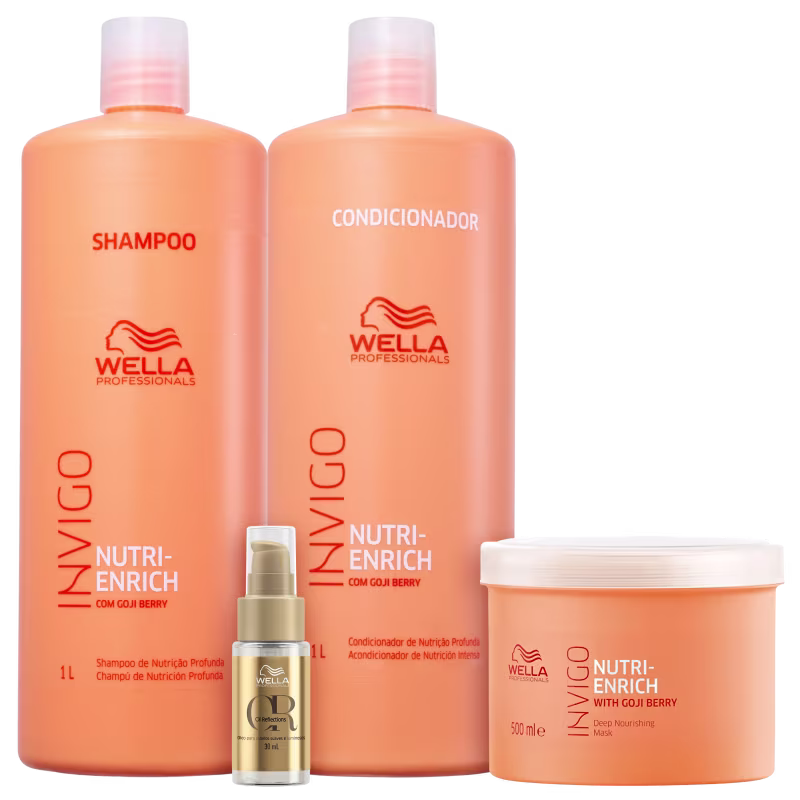 Kit Wella Professionals Invigo Nutri-Enrich Quarteto Shine Salon Care, 4 produtos.