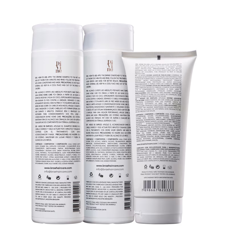 BRAÉ Divine Shampoo e Condicionador 250ml + Leave-in