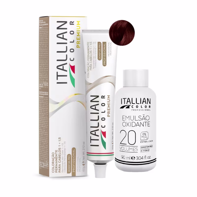 Coloração Itallian Color 6.62 Louro Escuro Vermelho Violeta 60g + Ox  20 Vol 90g