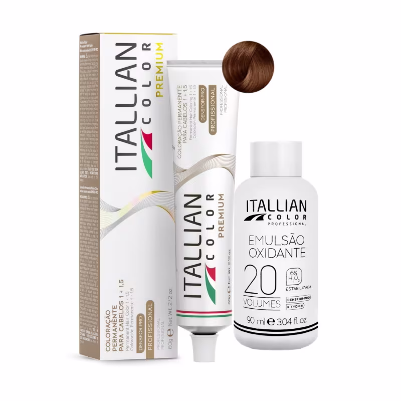 Coloração Itallian Color 7.4 Louro Cobre 60g + Ox 20 Vol 90g