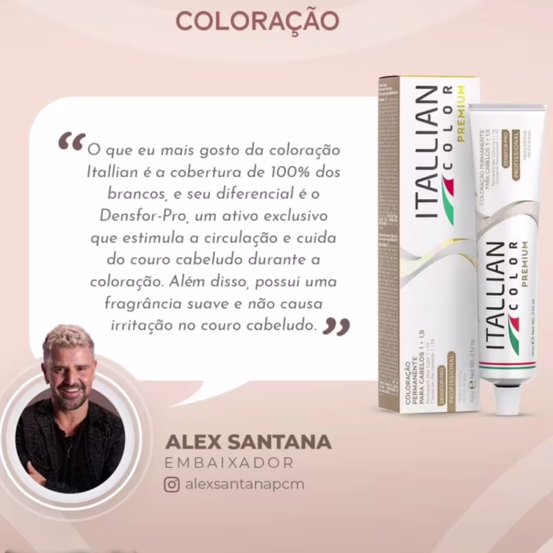Coloração Itallian Color 7.40 Louro Cobre Natural  60g + Ox 20 Vol 90g