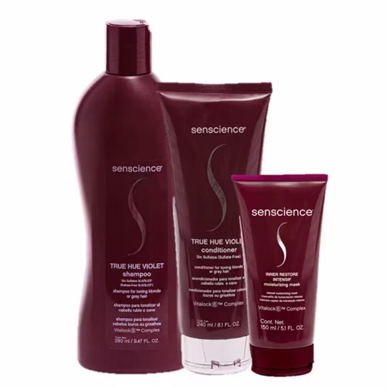 Kit Senscience True Hue Violet + Inner Restore Intensif Moisturizing Mask Trio (3 Produtos)