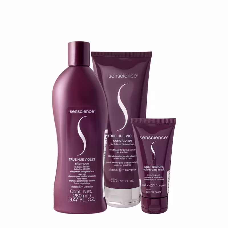 Kit Senscience True Hue Violet Inner Restore Home Care 50 (3 produtos)
