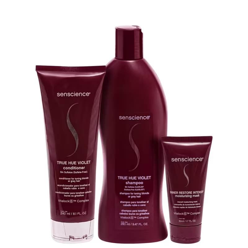 Kit Senscience True Hue Violet + Inner Restore Intensif Moisturizing Mask (3 Produtos)