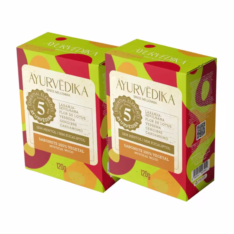 Kit 12 Sabonetes Barra 100% Vegetal Mystical Wood Ayurvédika