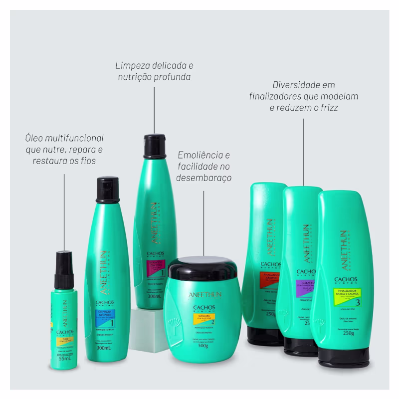 Aneethun Cachos System Kit Shampoo Low Poo e Máscara Low & No Poo 500g