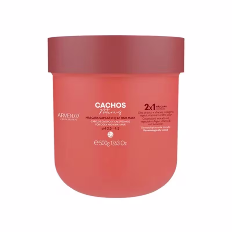 Kit Arvensis Cachos - Shampoo 1L + Ativador de Cachos 1L + Day After 250ml + Geleia Ativadora + Máscara Capilar 2x1 500g