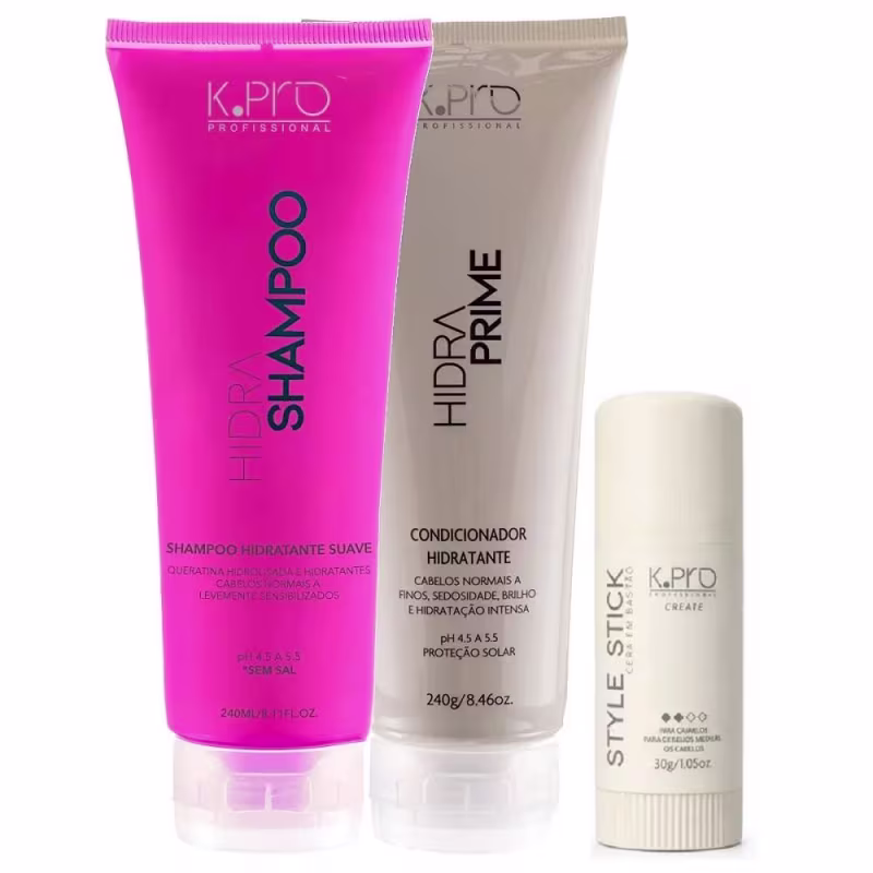Kit K.Pro Hidra - Shampoo 240ml + Condicionador Prime 240g + Style Stick 30g