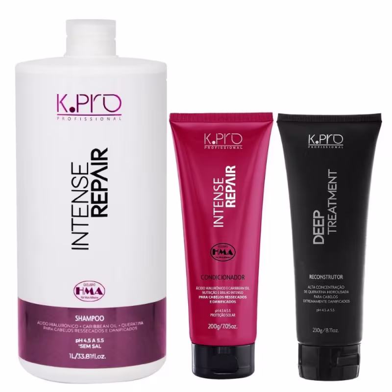 Kit K.Pro Intense Repair - Shampoo 1L & Condicionador 200g + Reconstrutor 230g