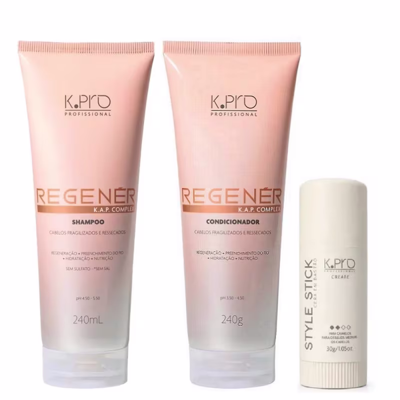 Kit K.Pro Regenér - Shampoo 240ml & Condicionador 240g + Style Stick 30g