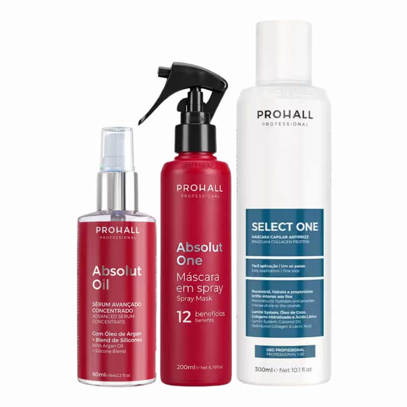 Kit Prohall Select One + Absolut One Controle do Frizz Tratamento e Brilho