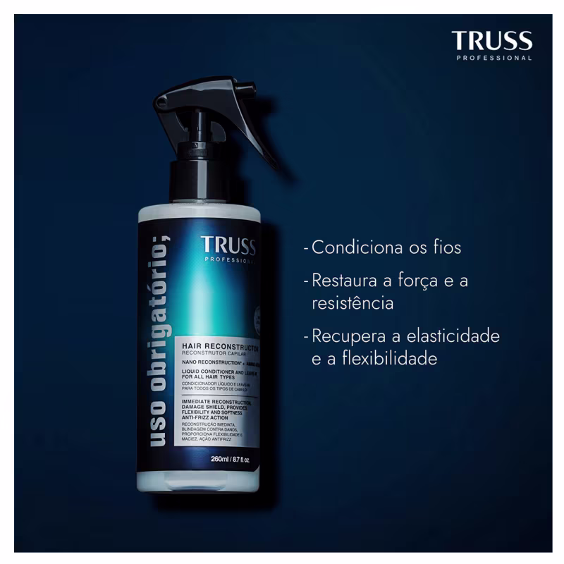 Truss Miracle Kit Shampoo Condicionador Amino Net Mask e Uso Obrigatório Reconstrutor 260ml