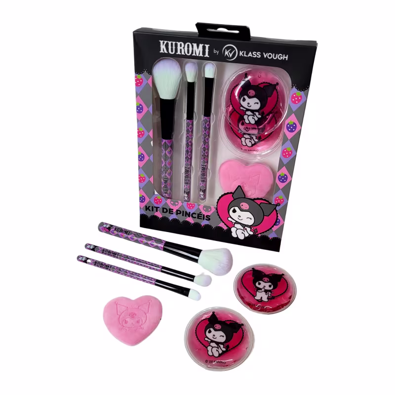Kit de Acessórios Kuromi com Pincéis, Esponja e Gel Eyepads Klass Vough