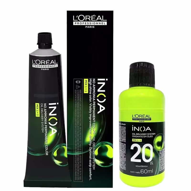 Kit L'Oréal Professionnel Coloração Inoa 7 - Louro + Mini Oxidante 60ml