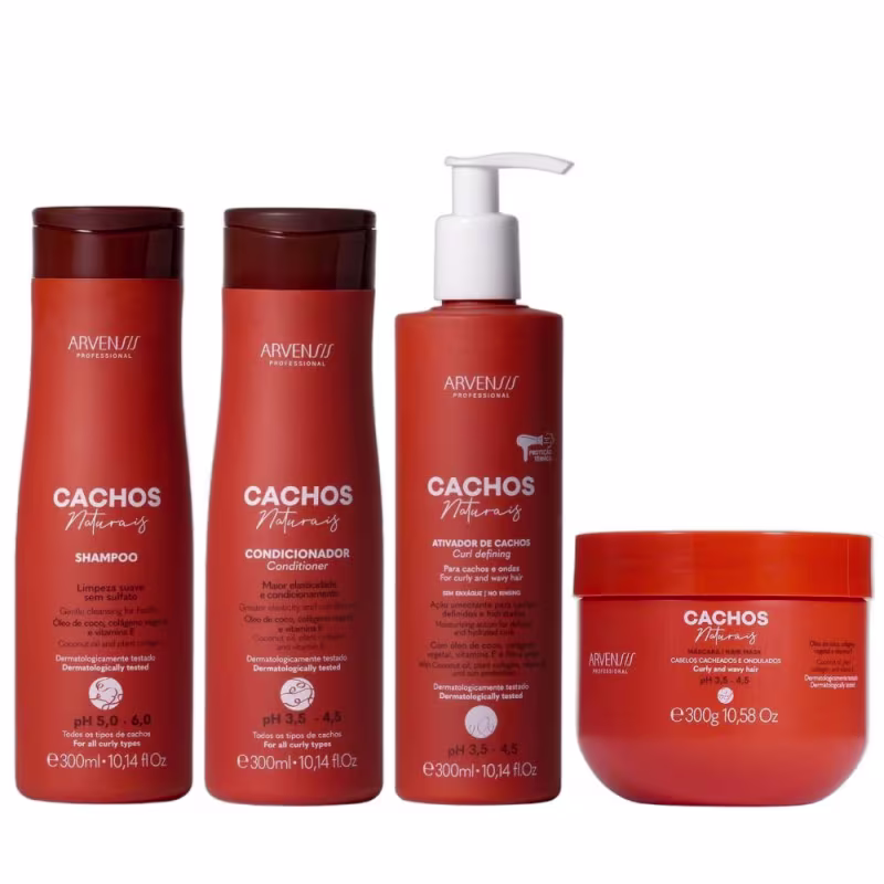 Kit Arvensis Cachos Naturais - Shampoo & Condicionador 300ml + Ativador 300ml + Máscara 300g