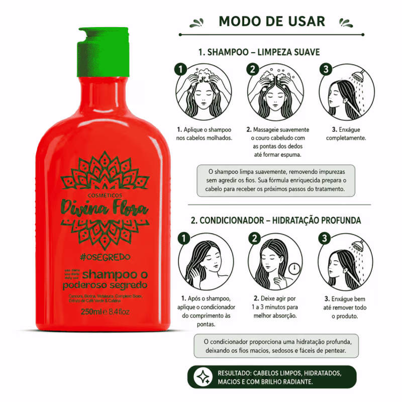Kit Capilar Divina Flora O Poderoso Segredo 4 Produtos