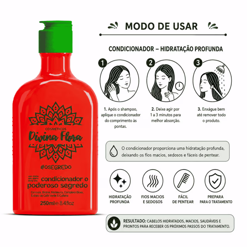Kit Capilar Divina Flora O Poderoso Segredo 4 Produtos