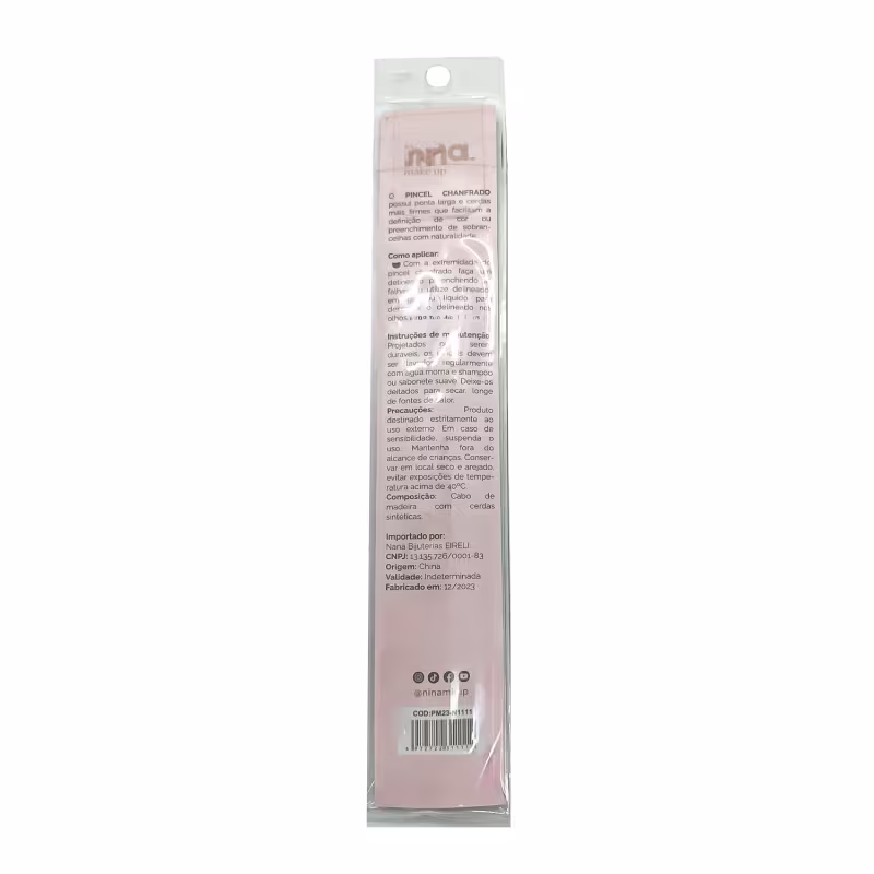 Kit Nina Make Up Pincel para Lábios + Pincel Chanfrado + Pincel Duo para Sobrancelhas