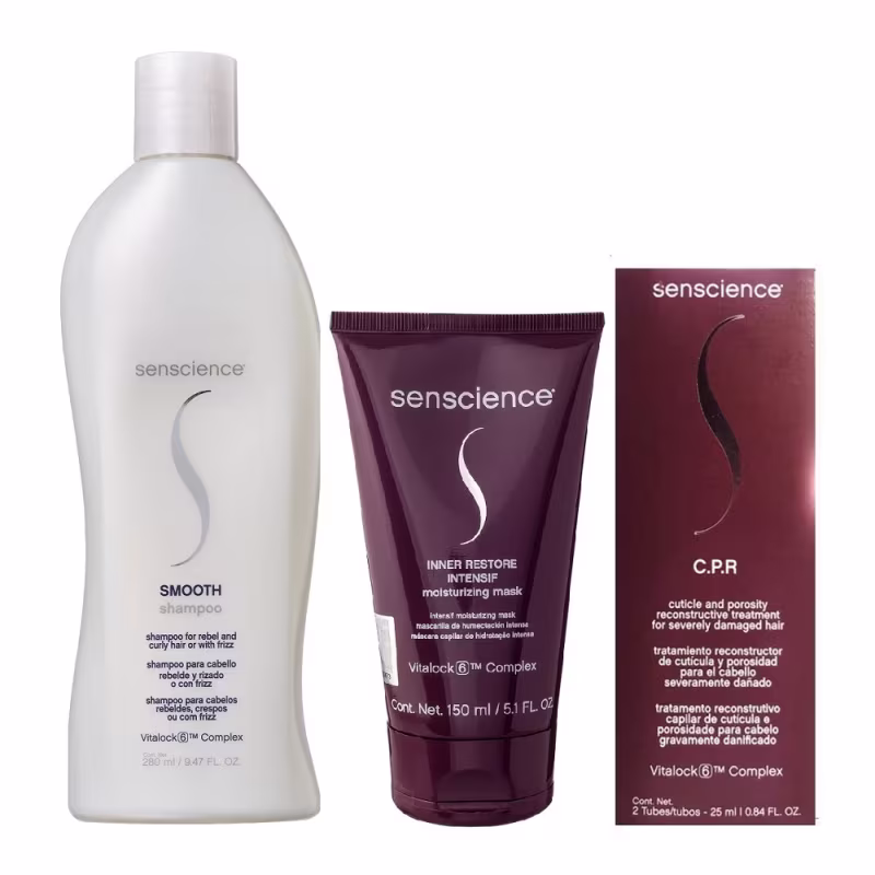 Kit Senscience Smooth - Shampoo 280ml + Inner Restore Intensif 150ml + CPR (2x25ml)