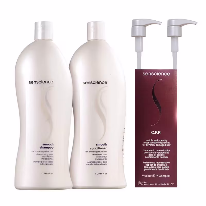 Kit Senscience Smooth - Shampoo & Condicionador 1 Litro + CPR (2x25) + Válvula Pump