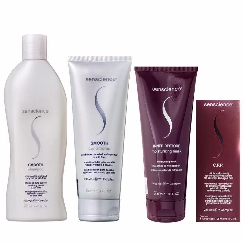 Kit Senscience Smooth - Shampoo 280ml & Condicionador 240ml + Máscara Inner Restore Deep 200ml + CPR (2x25ml)