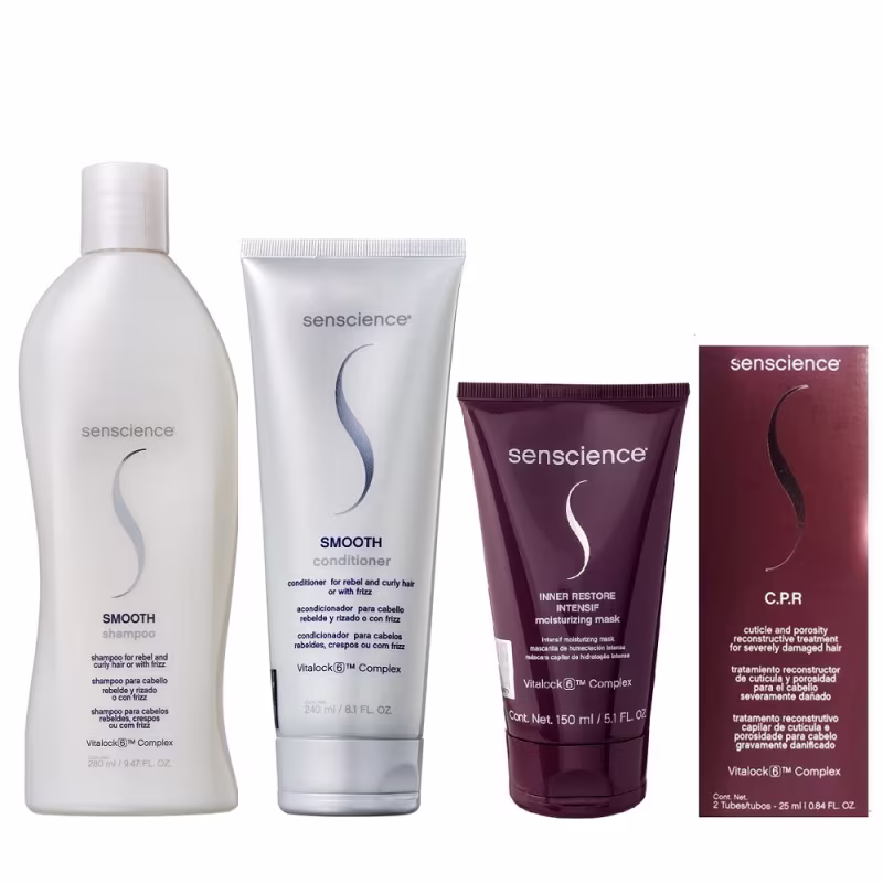 Kit Senscience Smooth - Shampoo 280ml & Condicionador 240ml + Inner Restore Intensif 150ml + CPR (2x25ml)