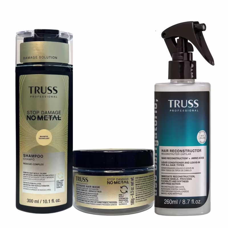 Kit Truss No Metal - Shampoo 300ml + Máscara 180g + Spray Uso Obrigatório 260ml