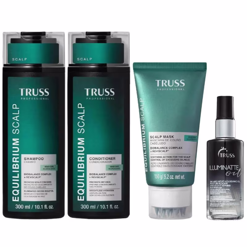 Kit Truss Equilibrium Scalp - Shampoo 300ml + Condicionador 300ml + Máscara 150g + Illuminatte Oil 60ml