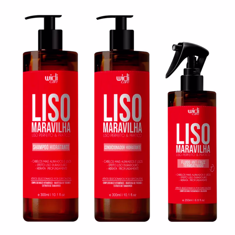 Kit Widi Care Liso Maravilha Shampoo 300ml + Condicionador 300ml + Fluido Termoativado 200ml