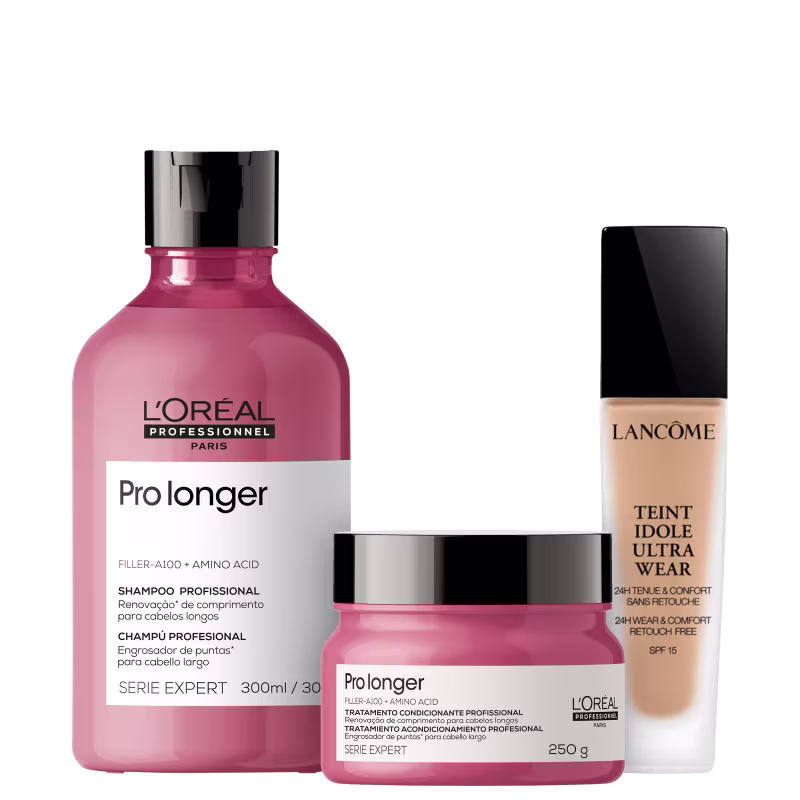 Kit Beleza na Web L'Oréal Professionnel Pro Longer & Lancôme Teint Idole Ultra Wear 04 Beige Nature (3 Produtos)
