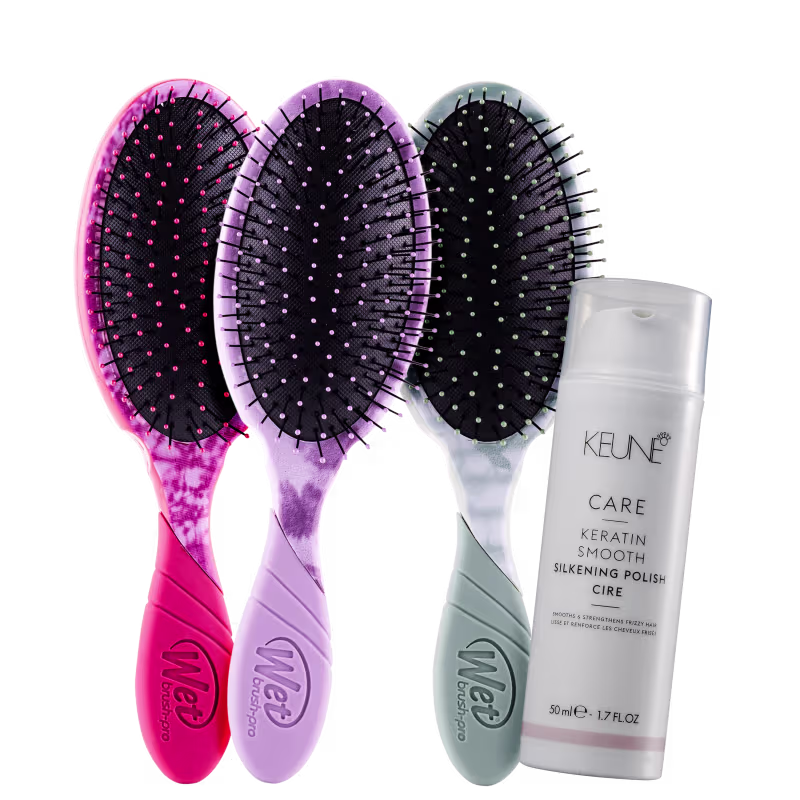 Kit Beleza na Web Keune Care Keratin Smooth Anti-Frizz e Wet Brush Pro Detangler Sombra (4 Produtos)
