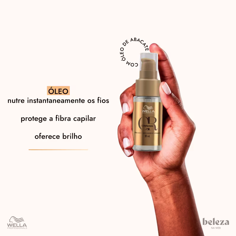 Óleo nutre instantaneamente os fios, protege a fibra capilar e oferece brilho.