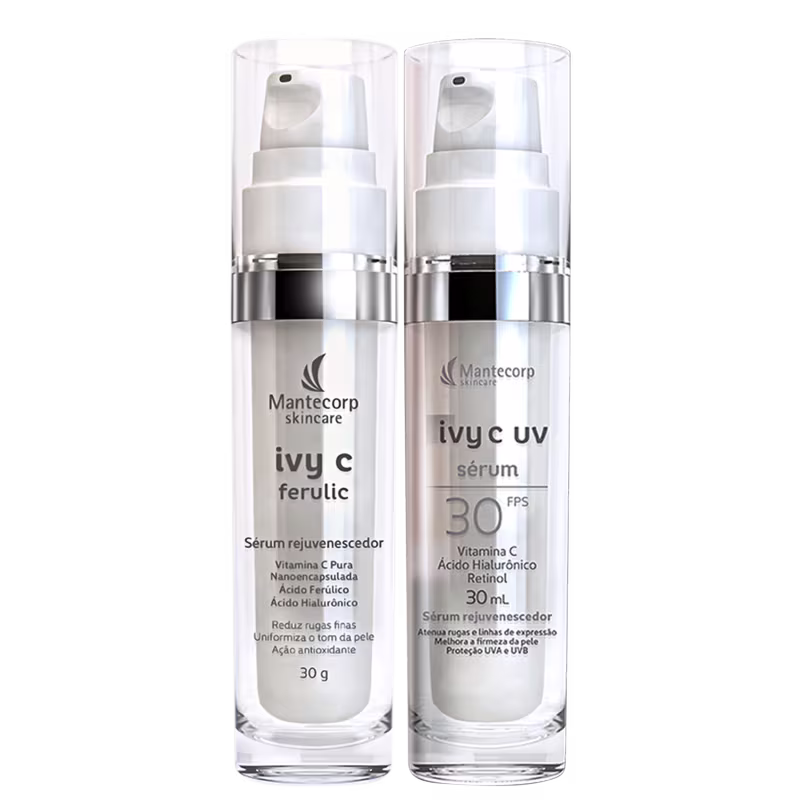 A imagem mostra dois frascos cilíndricos transparentes com tampa também transparente, com rótulos brancos.