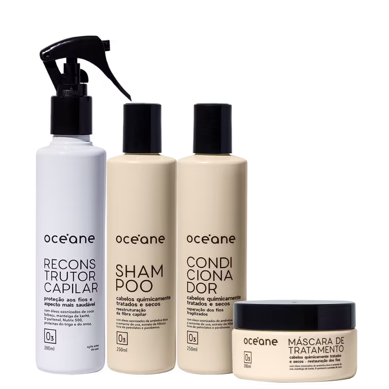 Kit Océane Cabelos Quimicamente Tratados + Reconstrutor Capilar. 4 produtos.