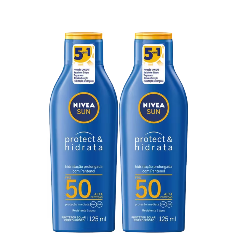 Kit NIVEA Sun com 2 Unidades de Protetores Solares Protect & Hidrata FPS50 de 125ml cada