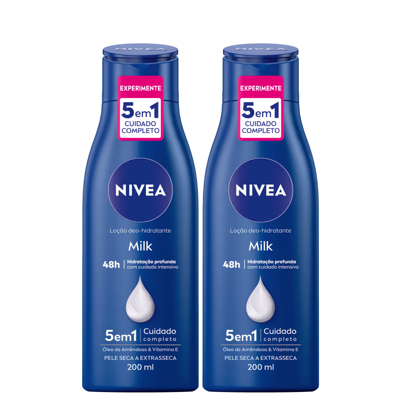 Kit NIVEA com 2 Unidades da loção Milk Pele Seca a Extrasseca Triplo de 200ml