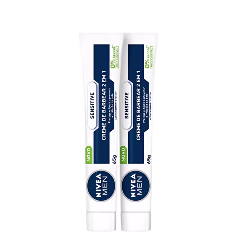Kit NIVEA MEN com 2 unidades de Creme de Barbear Sensitive 2 em 1 de 65g cada
