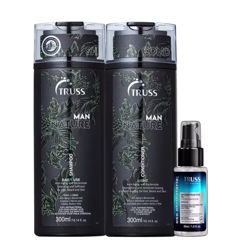 Kit TRUSS Man Nature + Uso Obrigatório Oil Mini, 3 produtos.