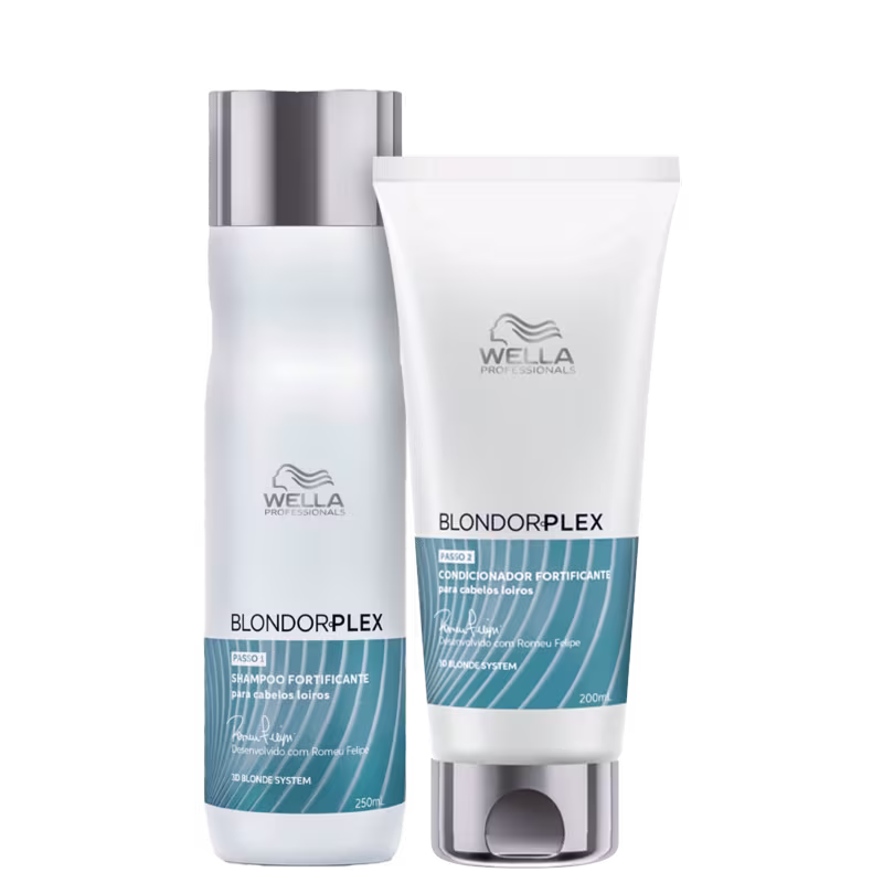 Kit com shampoo 250ml e condicionador 200ml Wella Professionals BlondorPlex