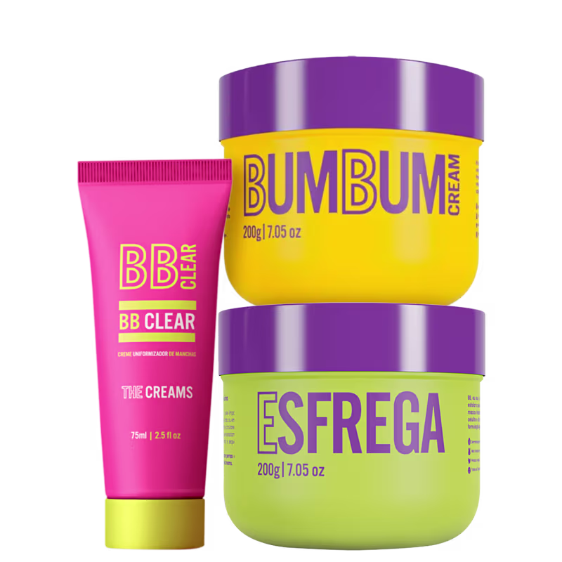 Kit Beleza Brasileira com creme Bumbum Cream + esfoliante Esfrega + uniformizador corporal BB Clear