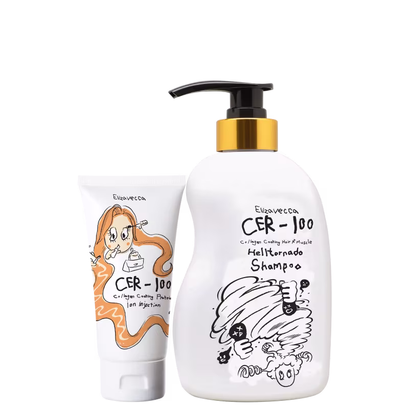 Kit Elizavecca CER-100 Collagen Hair A+ Muscle Tornado + Coating Protein Ion Injection Duo, 2 produtos.