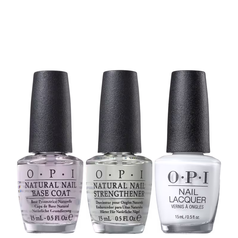 Kit OPI NTT Trio Alpine Snow, 3 produtos.