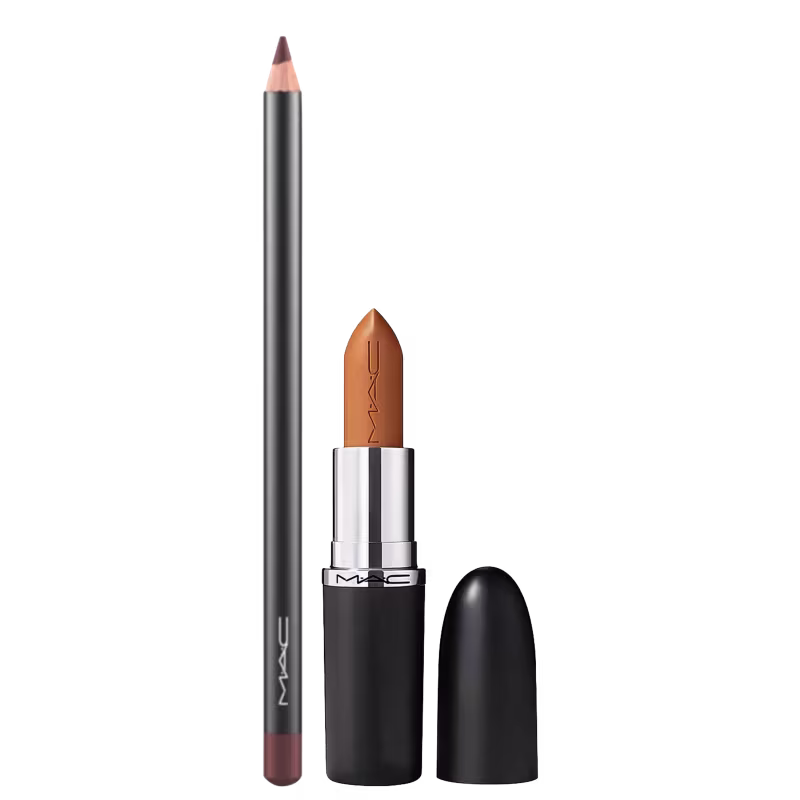 Kit M·A·C MACximal Satin Call It Cozy + Lip Pencil Chestnut, 2 produtos.