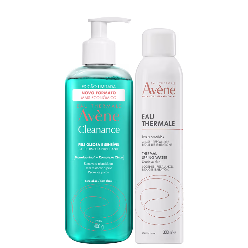 Kit Avène Cleanance Gel de Limpeza 400g + Eau Thermale (2 Produtos)