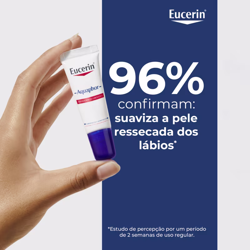 96% confirmam: suaviza a pele ressecada dos lábios*. *Estudo de percepção por um período de 2 semanas de uso regular.
